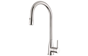 Turin sink mixer with pull-out shower and swivel spout