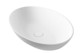 THIN top counter rockstone washbasin 600x400x140mm, matt white