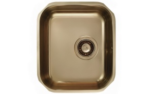 square stainless steel basin Monarch VARIANT 40, 34x40 cm, height 18,5 cm, waste 3 1/2´´, bronze finish. Drain is included.