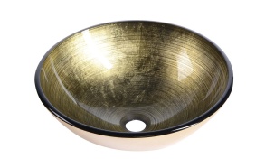 Fianna glass washbasin diameter 42cm, mettalic gold