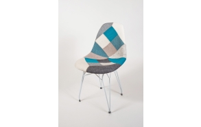 chair Alexis, blue pathwork, white metal "Y" feet