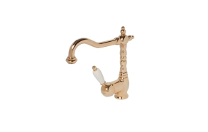 SINGLE LEVER BASIN MIXER WITH POP-UP WASTE WHITE LEVER NEW OLD GOLD