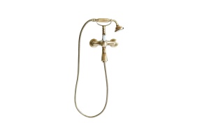 SINGLE LEVER BATH MIXER WITH SHOWER KIT WHITE LEVER NEW OLD BRONZE