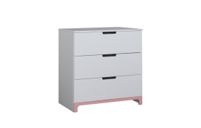 Mini - 3-drawer chest, white+pink