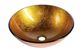 Ago glass washbasin diameter 42 cm, golden