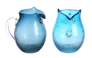 8-1/4"H Glass Owl Pitcher, 2 Styles