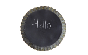 14-3/8" Round Tin Fluted Wall Tray Chalkboard / Magnet Board