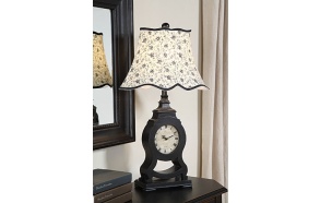 27-1/2"H Resin Clock Table Lamp w/ Shade, Black