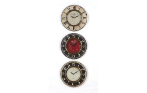 15"Round Birch & MDF Wall Clock w/ Metal Rim, 3 Styles