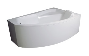 bath  130x85x59 cm, right corner, with front panel and feet, without siphon