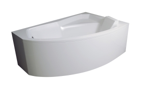 bath  140x90x59 cm, right corner, with front panel and feet, without siphon