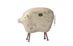 13"L x 11"H Resin Pig Box w/ Metal Tail & Feet