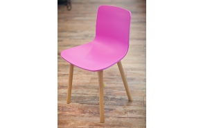 chair Heidy, pink, wooden feet