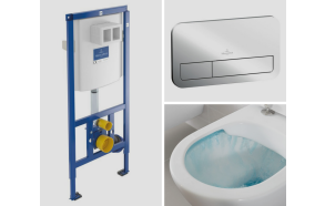 set:  wall hung wc Omnia Architectura 5684R, soft close seat 98M9C101, Villeroy&Boch wc frame 92246100, chrome flush plate 92249061
