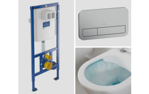 set:  wall hung wc Omnia Architectura 5684R, soft close seat 98M9C101, Villeroy&Boch wc frame 92246100, mat chrome flush plate 92249069