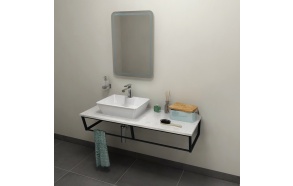 SKA Countertop 120x2x46 cm, technical marble, Calacatta