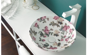 ceramic worktop basin Sicilia, pattern Floral