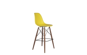 bar stool Alexis, yellow, dark brown feet