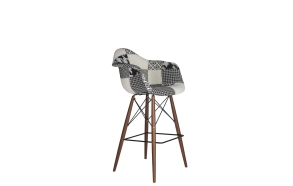 bar stool Beata, "grey patchwork", dark brown feet