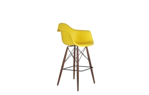 bar stool Beata, yellow, dark brown feet