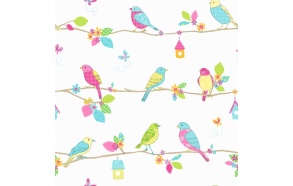 Hoopla Pretty Birds SidewallBlue