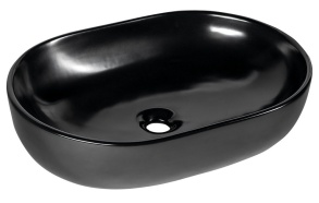 keraamiline valamu Caleo tööpinnale, 59x14x41.5 cm, matt must