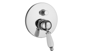 built-in shower mixer with diverter New Old, chrome, white lever