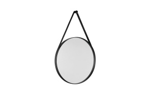 ORBITER round mirror with strap, ø 50cm, matt black