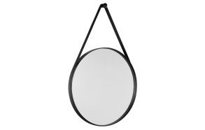 ORBITER round mirror with strap, ø 70cm, matt black