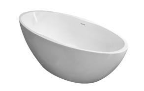 Oval freestanding acrylic bathtub 170x78 matt white