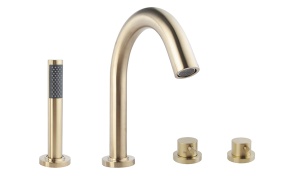 Caral 4-holes bath thermostat finishing set brushed brass