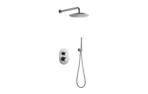 built in thermostatic rain shower set Cherry, brushed steel