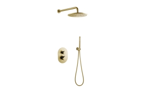 built in thermostatic rain shower set Cherry, brushed gold