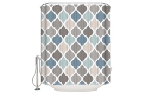 textile shower curtain Arabesque 2, 183x200 cm, white curtain rings included