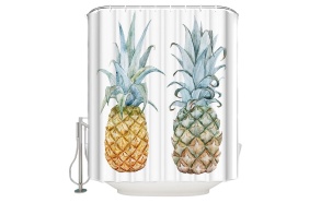 textile shower curtain Pineapples 2, 183x200 cm, white curtain rings included