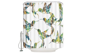 textile shower curtain Birdies 2, 183x200 cm, white curtain rings included