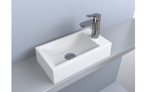 Cast stone sink Austin right, 408x227x100 mm, mat white