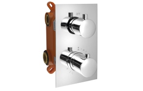 KIMURA Concealed thermostatic shower mixer, 2outlets, chrome, metal handles, with assembly box