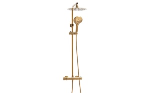 rain shower set with thermostatic mixer Rosa, shiny gold