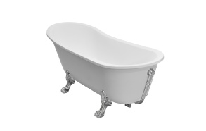 Odelle 2 160x68x70 cm, chromed feet,white, w drain and overflow hole