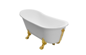 Odelle 2 160x68x70 cm, golden feet,white, w drain and overflow hole