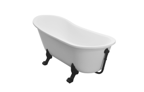 Odelle 2 160x68x70 cm, black feet,white, w drain and overflow hole