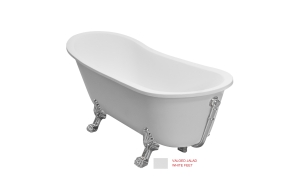 Odelle 2 160x68x70 cm, white feet,white, w drain and overflow hole