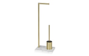 toilet brush + paper holder, 27x22x73 cm, mat gold