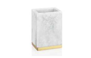 toothbrush holder 7x5x10.5 cm, marble efect, mat gold