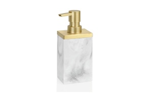 liquid soap dispenser 7x5x18 cm, marble efect, mat gold