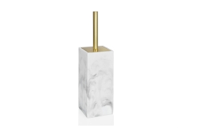 toilet brush + holder 8.5x33 cm, marble efect, mat gold