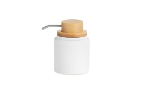 liquid soap dispenser 9x13 cm, polyresin+ash wood