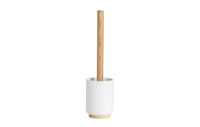 toilet brush+holder 9.5x39 cm, polyresin+ash wood