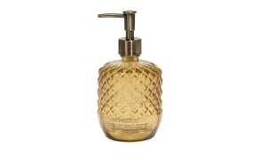 amber glass liquid soap dispenser 9x18 cm